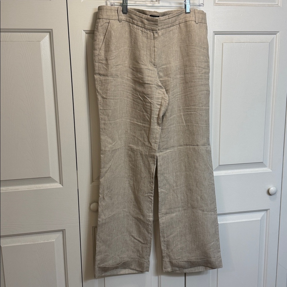J. Crew Beige Linen Wide-Leg Trousers